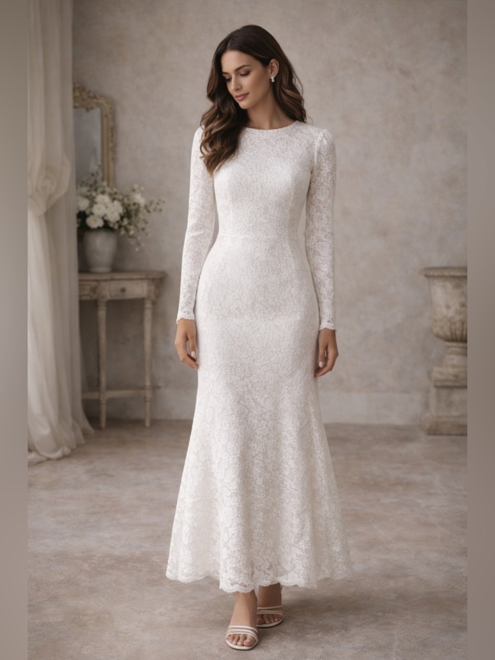 DRA Los Angeles White Lace Bridal Dress Anthropologie XS/S
